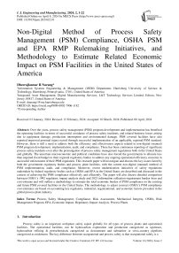 Non-Digital Method of Process Safety Management (PSM) Compliance, OSHA PSM and EPA RMP Rulemaking Initiatives, and Methodology to Estimate Related Economic Impact on PSM Facilities in the United States of America