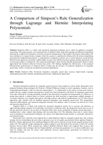 A Comparison of Simpson’s Rule Generalization through Lagrange and Hermite Interpolating Polynomials