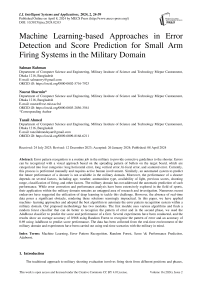 Machine Learning-based Approaches in Error Detection and Score Prediction for Small Arm Firing Systems in the Military Domain