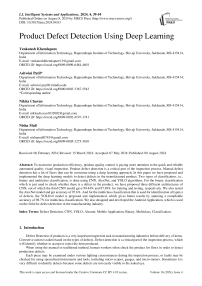 Product Defect Detection Using Deep Learning