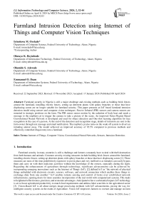 Farmland Intrusion Detection using Internet of Things and Computer Vision Techniques