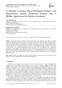 A Machine Learning Based Intelligent Diabetic and Hypertensive Patient Prediction Scheme and A Mobile Application for Patients Assistance