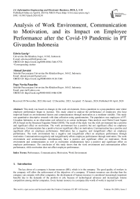 Analysis of Work Environment, Communication to Motivation, and its Impact on Employee Performance after the Covid-19 Pandemic in PT Givaudan Indonesia