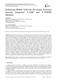 Enhancing Mobile Software Developer Selection through Integrated F-AHP and F-TOPSIS Methods