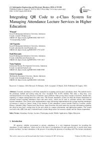 Integrating QR Code to e-Class System for Managing Attendance Lecture Services in Higher Education