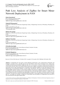 Path Loss Analysis of ZigBee for Smart Meter Network Deployment in NAN