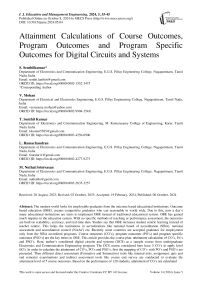 Attainment Calculations of Course Outcomes, Program Outcomes and Program Specific Outcomes for Digital Circuits and Systems