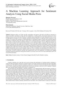 A Machine Learning Approach for Sentiment Analysis Using Social Media Posts