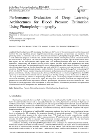 Performance Evaluation of Deep Learning Architectures for Blood Pressure Estimation Using Photoplethysmography