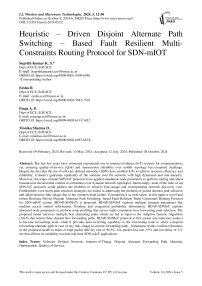 Heuristic – Driven Disjoint Alternate Path Switching – Based Fault Resilient Multi- Constraints Routing Protocol for SDN-mIOT