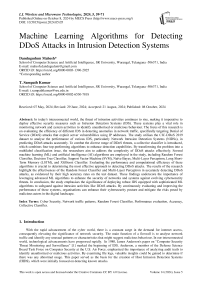 Machine Learning Algorithms for Detecting DDoS Attacks in Intrusion Detection Systems