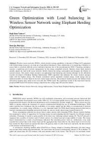 Green Optimization with Load balancing in Wireless Sensor Network using Elephant Herding Optimization