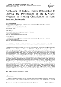 Application of Particle Swarm Optimization to Improve the Performance of the K-Nearest Neighbor in Stunting Classification in South Sumatra, Indonesia