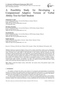 A Feasibility Study for Developing a Computerized Adaptive Version of Verbal Ability Test for Gulf Student