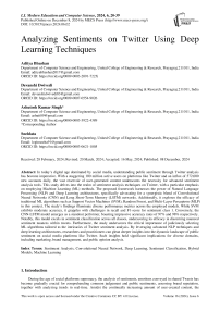 Analyzing Sentiments on Twitter Using Deep Learning Techniques