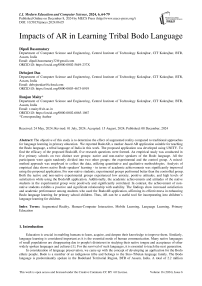 Impacts of AR in Learning Tribal Bodo Language