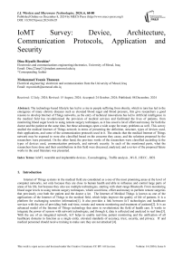 IoMT Survey: Device, Architecture, Communication Protocols, Application and Security