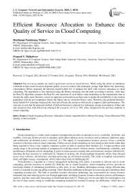 Efficient Resource Allocation to Enhance the Quality of Service in Cloud Computing