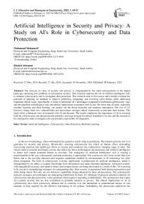 Artificial Intelligence in Security and Privacy: A Study on AI's Role in Cybersecurity and Data Protection