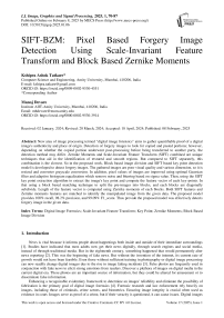 SIFT-BZM: Pixel Based Forgery Image Detection Using Scale-Invariant Feature Transform and Block Based Zernike Moments