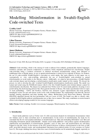 Modelling Misinformation in Swahili-English Code-switched Texts