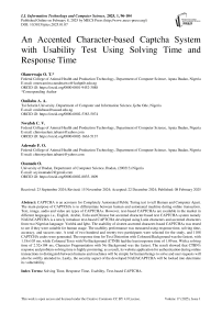 An Accented Character-based Captcha System with Usability Test Using Solving Time and Response Time