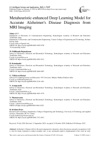 Metaheuristic-enhanced Deep Learning Model for Accurate Alzheimer's Disease Diagnosis from MRI Imaging