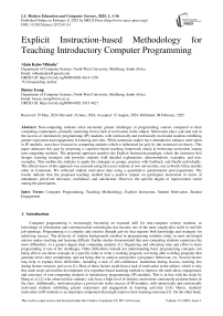 Explicit Instruction-based Methodology for Teaching Introductory Computer Programming