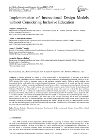 Implementation of Instructional Design Models without Considering Inclusive Education