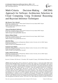 Multi-Criteria Decision-Making (MCDM) Approach for Software Architecture Selection in Cloud Computing Using Evidential Reasoning and Bayesian Inference Techniques
