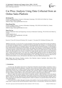 Car Price Analysis Using Data Collected from an Online Sales Platform