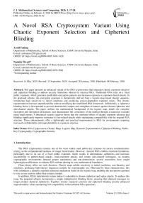 A Novel RSA Cryptosystem Variant Using Chaotic Exponent Selection and Ciphertext Blinding