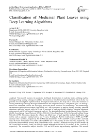 Classification of Medicinal Plant Leaves using Deep Learning Algorithms