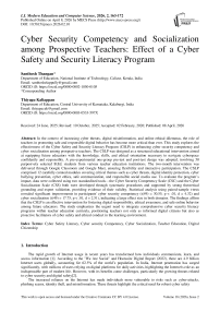 Cyber Security Competency and Socialization among Prospective Teachers: Effect of a Cyber Safety and Security Literacy Program
