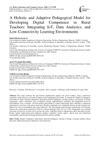 A Holistic and Adaptive Pedagogical Model for Developing Digital Competence in Rural Teachers: Integrating IoT, Data Analytics, and Low-Connectivity Learning Environments
