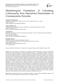 Methodological Foundations of Calculating Cybersecurity from Specialized Determinants of Communication Networks