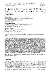 Performance Evaluation of the AODV Routing Pro-tocol in Multi-hop WSNs for Target Detection