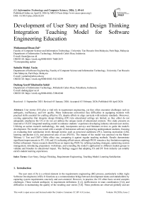 Development of User Story and Design Thinking Integration Teaching Model for Software Engineering Education