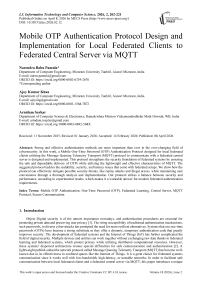 Mobile OTP Authentication Protocol Design and Implementation for Local Federated Clients to Federated Central Server via MQTT