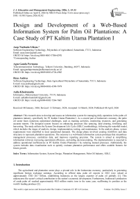 Design and Development of a Web-Based Information System for Palm Oil Plantations: A Case Study of PT Kaltim Utama Plantation I
