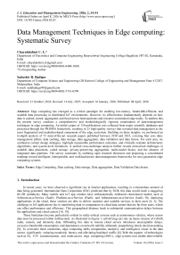 Data Management Techniques in Edge computing: Systematic Survey