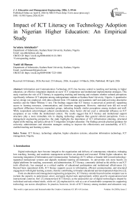 Impact of ICT Literacy on Technology Adoption in Nigerian Higher Education: An Empirical Study