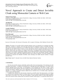 Novel Approach to Create and Detect Invisible Cloak using Monocular Camera or Web Cam