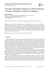 Towards Automated Diagnosis of Heart Diseases: A Study of Machine Learning Techniques