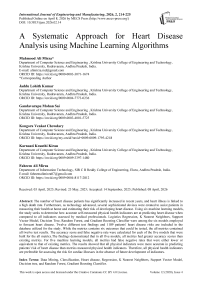 A Systematic Approach for Heart Disease Analysis using Machine Learning Algorithms