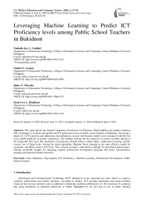 Leveraging Machine Learning to Predict ICT Proficiency levels among Public School Teachers in Bukidnon