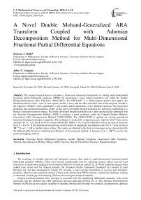 A Novel Double Mohand-Generalized ARA Transform Coupled with Adomian Decomposition Method for Multi-Dimensional Fractional Partial Differential Equations
