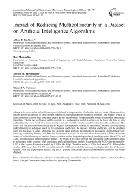 Impact of Reducing Multicollinearity in a Dataset on Artificial Intelligence Algorithms