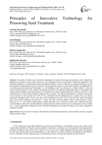 Principles of Innovative Technology for Presowing Seed Treatment