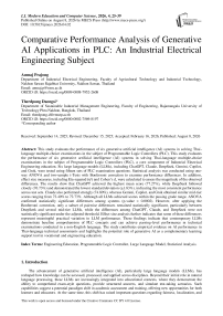Comparative Performance Analysis of Generative AI Applications in PLC: An Industrial Electrical Engineering Subject